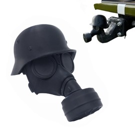 Funny Tow Ball Cover,Black Gas Mask and Helmet Trailer Hitch Cover,Screw on Coupling Protective Cap Towball Cover for Tailer Hitch