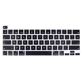 Spanish Language Silicone Keyboard Cover Skin Compatible with 2020 2019 MacBook Pro 16 inch with Retina Display Model A2141, 2022 2021 2020 MacBook Pro 13 inch with M2/M1 Chip A2338 A2289 A2251 (Black