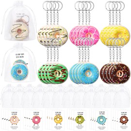 Cunno 24 Set Sweet Donut Party Favors,You're Amazing Appreciation Gifts for Employee Coworker,Donut Keychain Stress Ball(Cute Style)