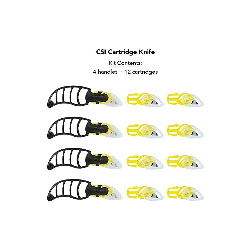 CrewSafe X-Trasafe Cartridge Knife Kit, Four Assembled Knives, 8 Replacement