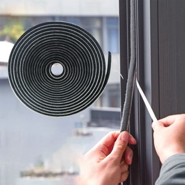 39.4FT Brush Weather Stripping, Neat Pile Self Adhesive Seal Strip for Windows and Door, Weatherstrip for Soundproofing, Windproof, Dustproof, Stronger Stickiness, 0.35'' Wide x 0.35'' Thick, Black