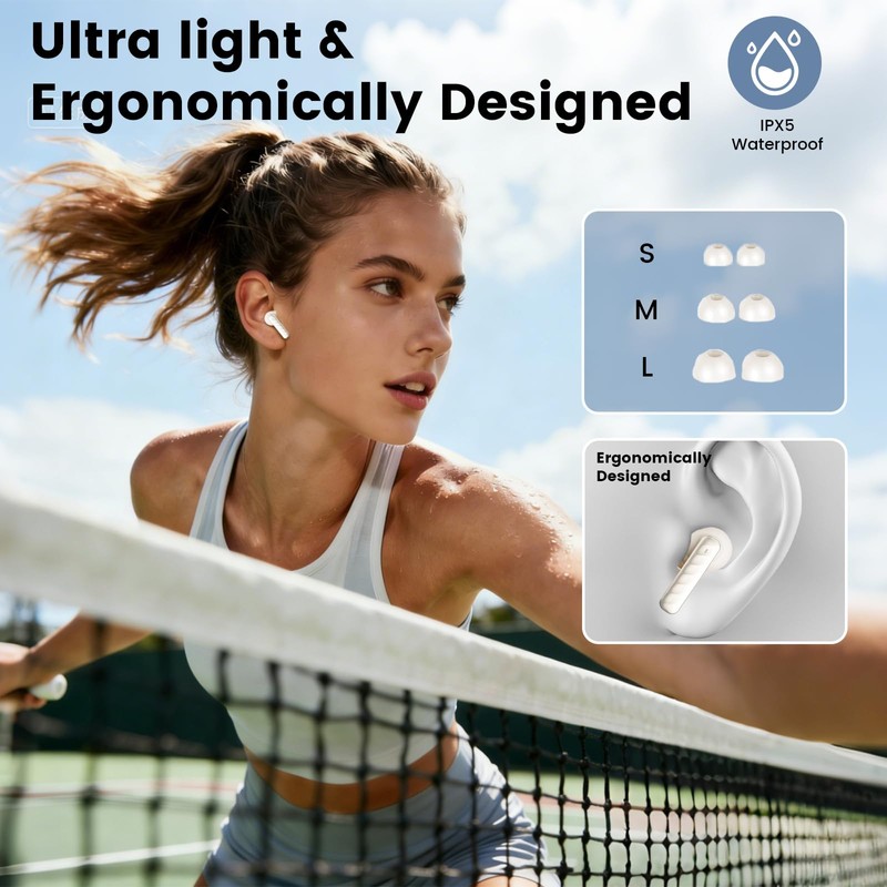 QJF Wireless Earbuds with Smart Touch Screen Bluetooth in-Ear Headphones