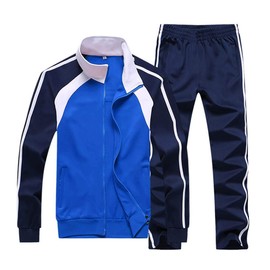 Sun Lorence Men's Athletic Running Tracksuit Set Casual Full Zip Jogging Sweat Suit (XX-Large, Blue)
