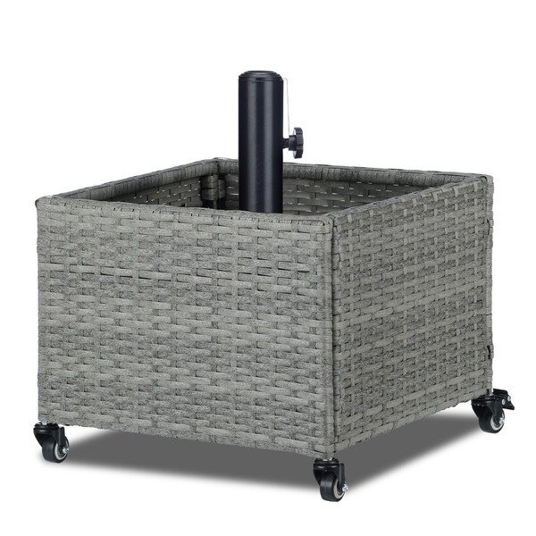 SUNNYPARK Umbrella Stand Outdoor Base with 4 Wheels Heavy Duty