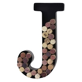 Metal Letter Wine Cork Keepsake Saver & Holder Monogram w/Free Wall Mount Kit A-Z (J)