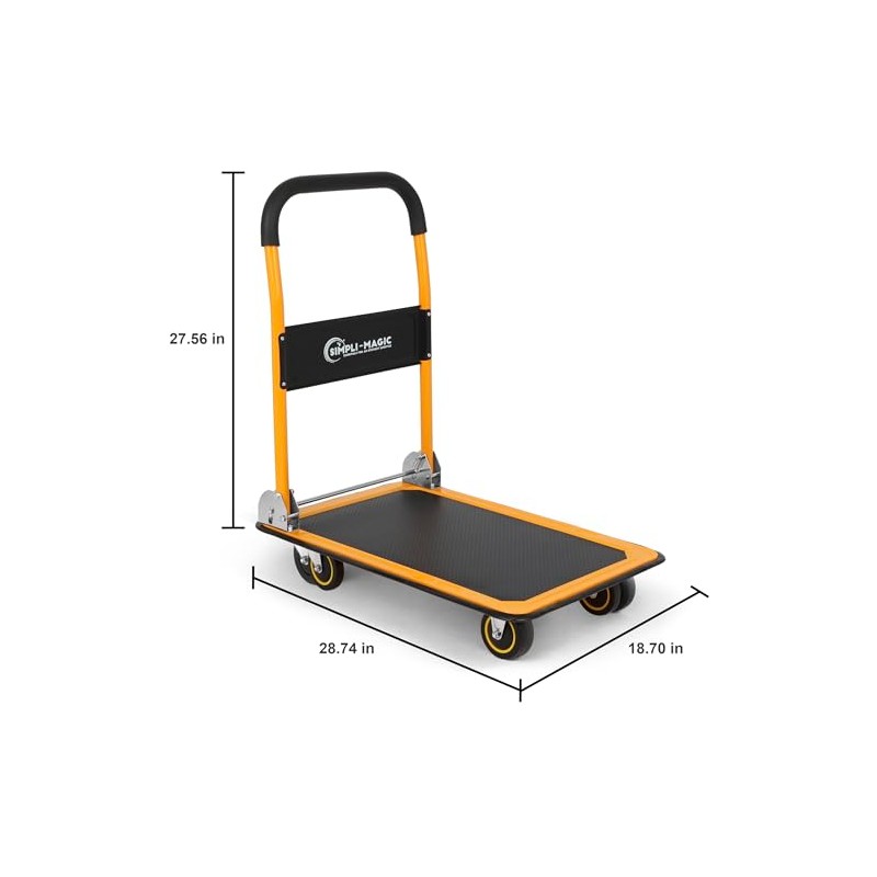 SIMPLI-MAGIC Push Cart Dolly, 330 LBS – Foldable Moving Platform