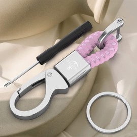 Skipper D-Clip Carabiner Keyring Imitation Leather Gift for Wife Husband Friend Keychain Car Boat Silver 8860, lightpink