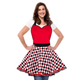 Violet Mist Women Apron Cute Retro Cotton Cooking Polka Dot 50's Style Vintage Apron Dress Gift, RedHeart4