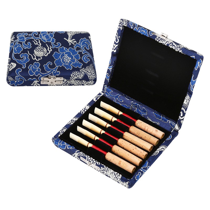 Wooden Silk Cloth Cover Reed Case Holder Storage Box for