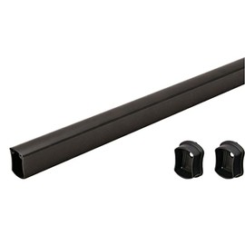 TAG Hardware Wardrobe Closet Rod Concave Shape with End Supports and Protective Cap Black (24 INCH LONG)