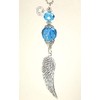 Turquoise Blue Faceted Glass with Silver Angel Wing Rear View