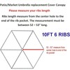 GLDDFDG 9Ft 6 Ribs Patio Umbrella Replacement Canopy (Canopy only),