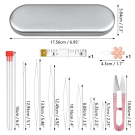 FIVEIZERO FIVEIZERO 21 Pieces Beading Needles Set, 6 Sizes Seed Beads Needles Big Eye Beading Needles Collapsible Beading Needles Set for Jewelry Making