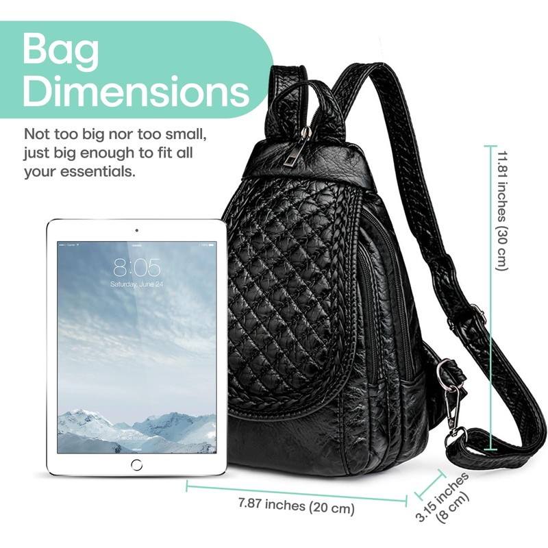 hengwin Small Backpack for Women PU Leather Convertible Women's Backpack