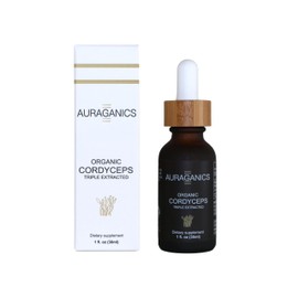 Auraganics Organic Triple Extracted Cordyceps Mushroom Fruiting Body Tincture | USA Grown and Certified Organic | Use for Energy, Vitality and Stamina | 1 Month Supply | Orange Flavor