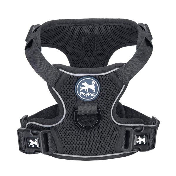 PoyPet Reflective Soft Breathable Mesh Dog Harness Choke-Free Double Padded