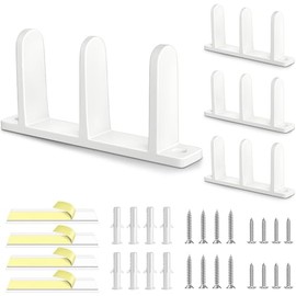 4 Pack Plastic Siding Closet Door Floor Guide, Universal Fit for 1-3/8" Width Doors, Keep Sliding Door Stable with Screws in Two Sizes, Solutions for Home Closet Door Track, White