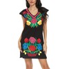 YZXDORWJ Women V Neck Embroidered Mexican Peasant Dress (VD3034-BKMR, XXL)