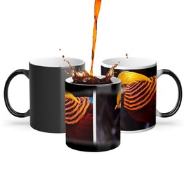 Thermoreagierende Tasse Magische Tasse – Goldfarben Wildleben seltener Vogel – 325 ml