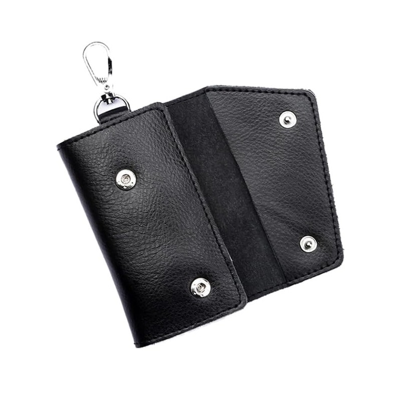 KASSAI Genuine Leather Key Case, 6 Rows Ring, Trifold, Men's,