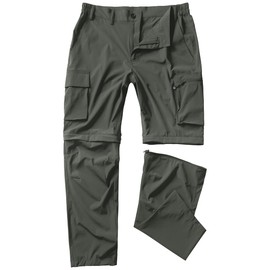 Gash Hao Mens Hiking Convertible Pants Outdoor Waterproof Quick Dry Zip Off Lightweight Fishing Pants (Dark Gray 32X34)