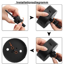 48mm Hole Saw, HSS Bi-Metal Hole Cutter with Pilot Bit for Plate Steel, Sheet Iron, Ceiling Board and Plasterboard, Black