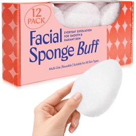 Berkland Paquete De 12 Esponjas Exfoliantes Faciales Regulares Para El Rostro - Limpieza Facial Diaria - Discos Exfoliantes - Esponja Para Eliminar Maquillaje Suciedad Y Piel Muerta - Disc