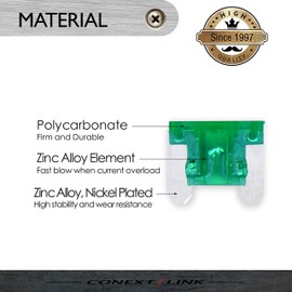 CONEXT Link ATMLP-50 Series ATM Low Profile Fuse Nickel-Plated 50 Pieces