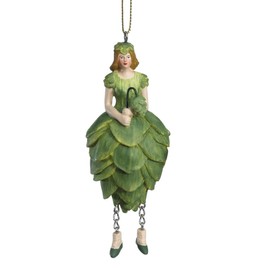 Fiebiger Floristik Blumen-Mädchen Hopfenmädchen grün-gemischt zum Hängen Elfen-Dekofigur Flower Fairy Figur Blumenfigur Skulptur Blumenkinder in Geschenk-Box