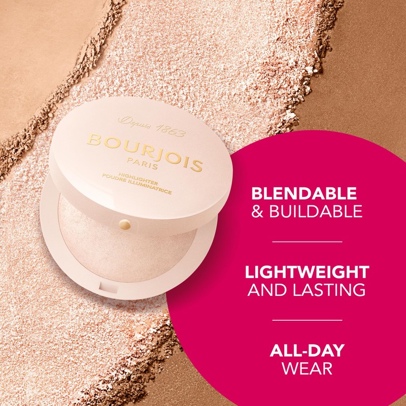 Bourjois Highlighter Powder Maxi Round Box, Light Texture, Vegan Formula,