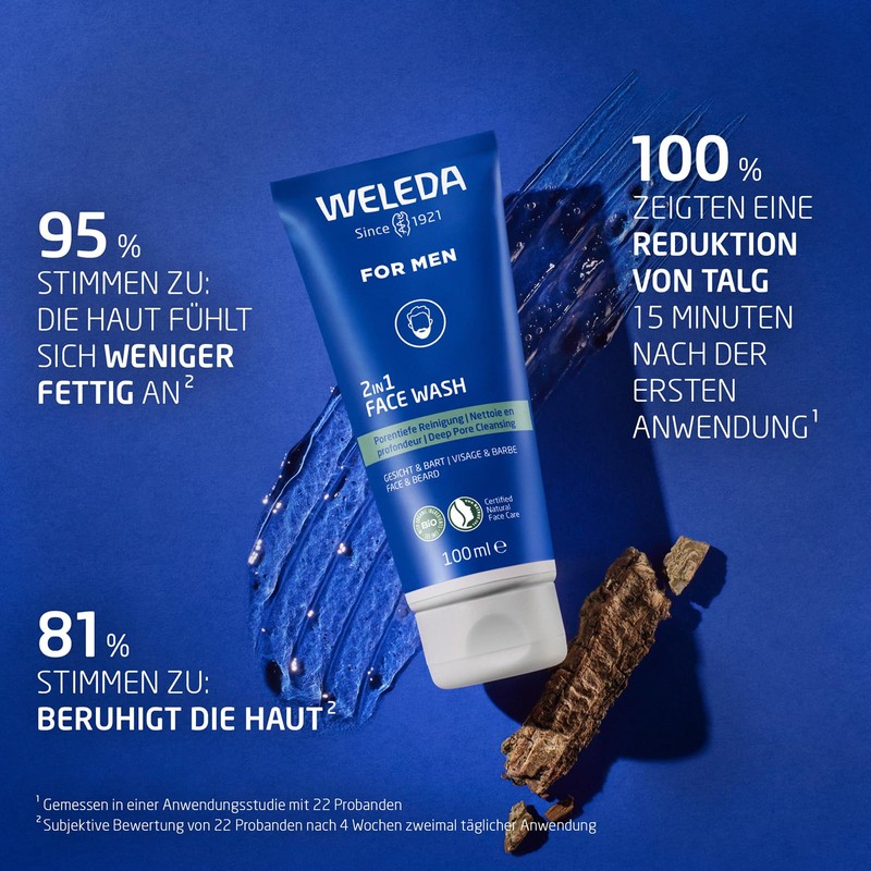WELEDA Bio FOR MEN 2-in-1 Face Wash - Refreshing Natural