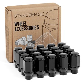 20pcs Black Bulge Lug Nuts - 1/2x20 Threads - 1.75 inch Length - ET Style (Extended Threads) - Cone Conical Taper Seat Shank - Closed End - Compatible with 5Lug Vehicles Wheels