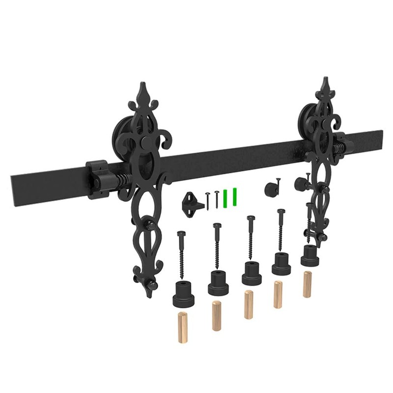 CCJH 5FT Sliding Barn Door Hardware Kit, Heavy Duty, Smoothly