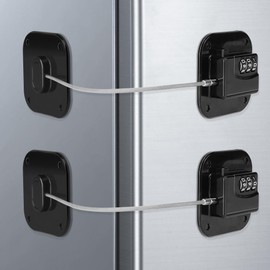 Refrigerator Lock, Heavy Duty Fridge Lock,Child Proof Cabinet Locks,Easy Install,Combination Lock for Drawers, Ovens, Trash Cans(Black- 2Pack)