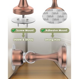 Door Stoppers Magnetic Door Stop- 2 Pack Adhesive Stick & Screws Stainless Steel, Door Stop Holder to Keep Door Open Wall & Floor Mount, Magnetic Door Catch Stoppers for Bottom of Door
