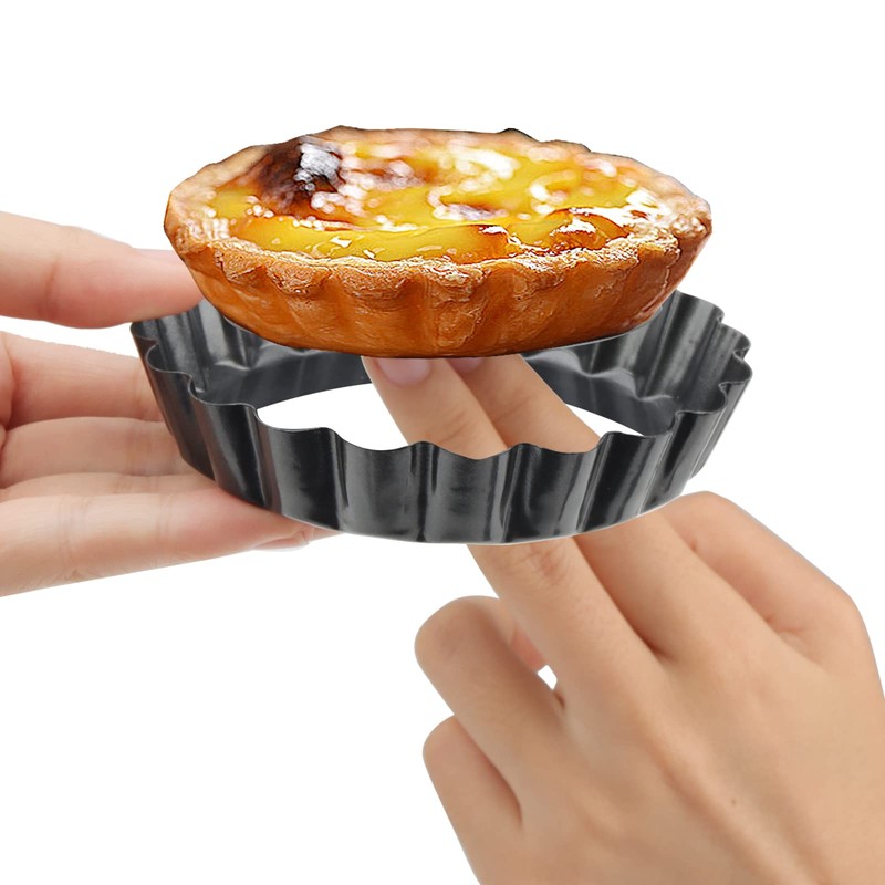 KEILEOHO 12 PCS 4 Inch Small Flan Tins, 10cm Mini