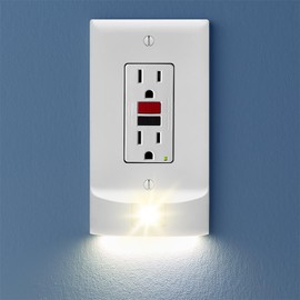 SnapPower 5 Pack StormLight Power Failure Night Light Outlet Cover - Dusk-to-Dawn Sensor LED Light - Up to 6 Hour Battery Backup Emergency Hurricane Lighting (White, GFCI)