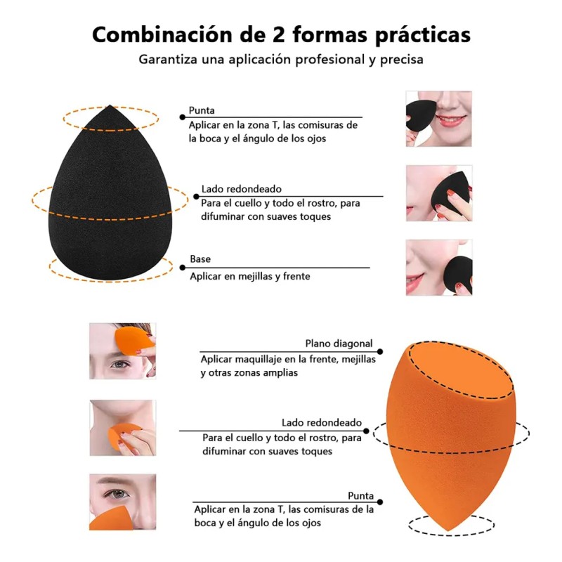 16kit Esponjas Blender Maquillaje Beauty Base Cara Versátil Colorido