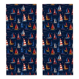 UNDAHIS Colorful Sailboat Hand Towels 2 Pieces, 14.5×28in Soft Microfiber Sailing Boats Towels for Home Bathroom Decor, Kitchen Hand Towel for Cleaning Drying, Absorbent Face Bath Towel Set