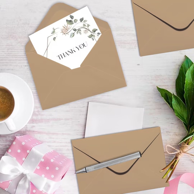 Packpal 50PACK 5x7 Envelopes for Invitations, Brown A7 Envelopes, Perfect