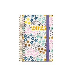 Miquelrius - 2025 Diary, 80 x 120 mm Annual Diary, Day Page Agenda, Laminated Cardboard Cover, Spiral, Elastic Closure, Paper 80 g/m², Spanish, English and Portuguese, Spring