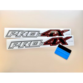 Clear & Orange Pro4X Four Wheel Drive Decal Stickers Auto Decoration, Replacement for Titan, Frontier, Pathfinder, Armada, Durable & Weatherproof, Size 18 x 2.5 inch (Set of 2)