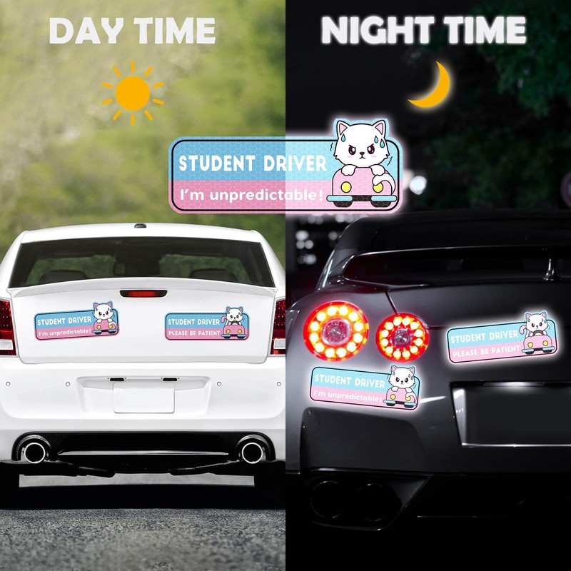 CNhoqc New Driver Car Magnet - 4pcs Cute Nervous Cat