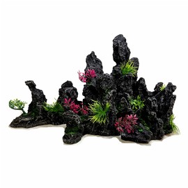 RA AquaTech Underwater Sand Waterfall Aquarium Mountain View Decoration Large Ornament Landscape (4 in 1 Mountain View)