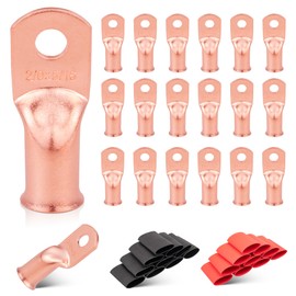 RED WOLF 2/0 AWG 5/16" Battery Cable Lug 20 PCS w/3:1 Heat Shrink Tubing for Wiring Insulation Black Red 20 PCS for Automotive Electrical 00 Gauge Wire Copper Lug Marine Grade M8 Ring Terminal Ends