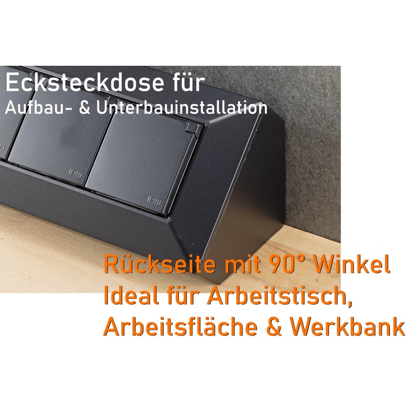 ChiliTec Socket Block 2-Way Multiple Socket with Hinged Lid USB-A