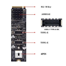 Cablecc Dual Type-E 20pin 10Gbps USB 3.1 Front Panel Socket to NVME NGFF M-Key Express Card Adapter for Motherboard