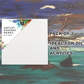 30cm Blank Canvas Panel for Artists Painting with Acrylic, Oil or Water Based Paint, Double Primed, Pack of 2 (30cm Square Canvas Panel)