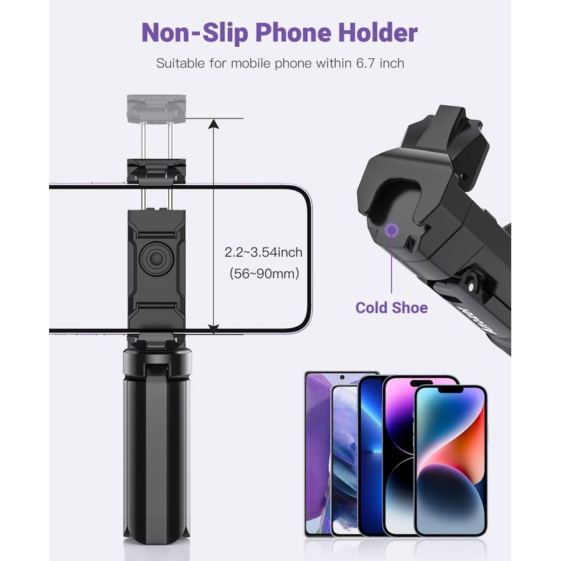 Anozer Mini Tripod with Universal Phone Holder & Cold Shoe,
