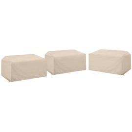 Crosley Furniture Patio Furniture Covers, Waterproof 3-Piece Outdoor Sectional Loveseat Cover Set, Tan